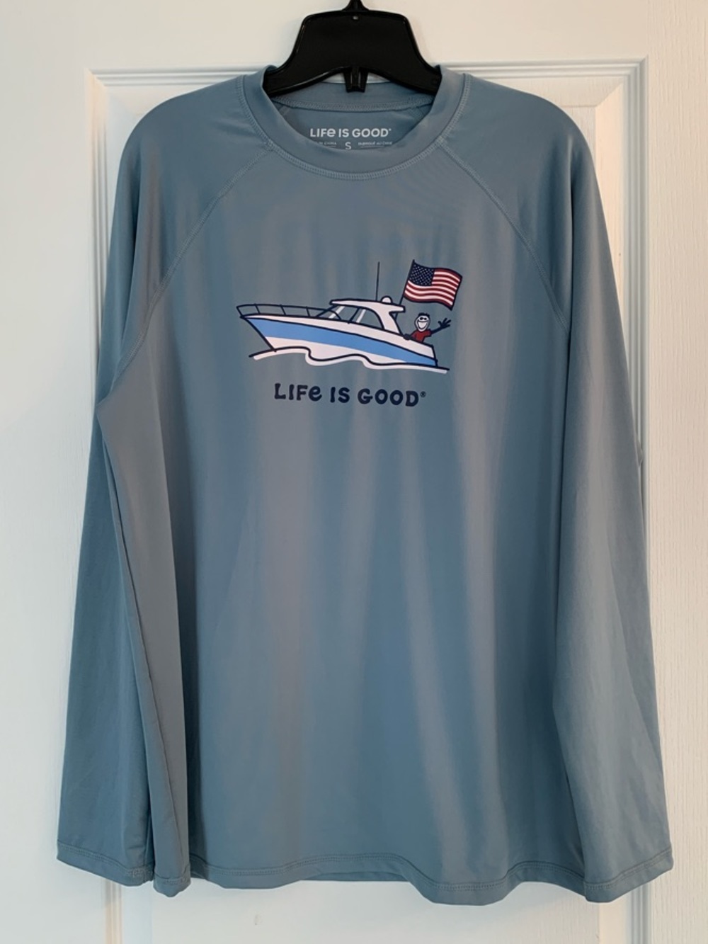 Life Is Good Men's Performance Light Blue Long-Sleeve Shirt